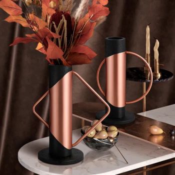 Light Luxury Metal Designer Combination Model Room Flower Pots Iron Geometric Decor Vase - Dongguan Xin Hua Artware & Lighting Co., Ltd. - China