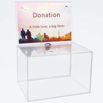 Clear Acrylic Charity Donation Boxes for Money with Lock and Key - Shenzhen Zepacrylic Co., Ltd. - China