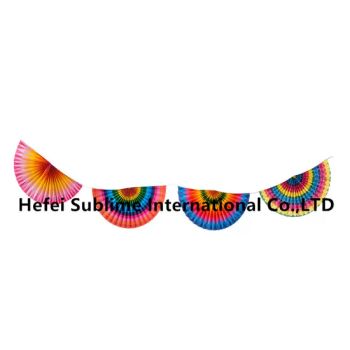 Garland with Colorful Fans 2 Meters Rainbow Paper Fan Poster Bachelor Party Decoration 3D Cake Birthday Party Supplies Studio Curt - Hefei Sublime International Co., Ltd - China