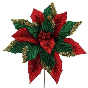 Christmas Tree Flower Decorations Red and Green Artificial Christmas Flowers Poinsettia - Shenzhen Fayfun Crafts Co., Ltd. - China