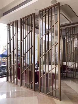 Room Dividers And Dividing Walls Colour Grey Height 9 ft Pattern Designer No. of Panels 4 Panel Surface Finish Polished Material Stainless - JSL Lifestyle Limited - India