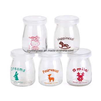 Glass Pudding Bottle with PE Lids for Jelly Packing Yoghurt Glass Jar 100ml - Xuzhou Crystal Glass Products Co., Ltd. - China