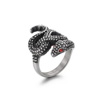 Vintage Waterproof 18K Gold Plating Stainless Steel Retro Animal Python Snake Graved Finger Engagement Rings Punk Jewelry Gift - Dianzi Jewelry Manufacture Co., Ltd - China