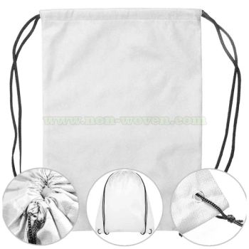 Promotional Bag, Non Woven Drawstring Backpack Bag 19# White Color White HS Code 42022200 Style Simplicity Printing - Koho Nonwoven Co., Ltd. Quanzhou - China