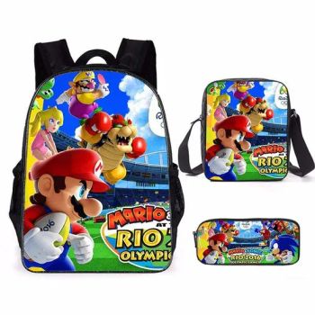 Mario School Backpack Set Mini Cartoon Three Piece Amazon School Bag and Lunch Bag Set for Kids Students Child School Bags Set - Dongguan Changrong Handbag Co., Ltd. - China