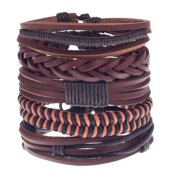 Men's Leather Braided Bracelets Wrap Wood Beads Bracelet Wristbands Bracelets Adjustable - Wenzhou Kingsun Optical Co., Ltd. - China