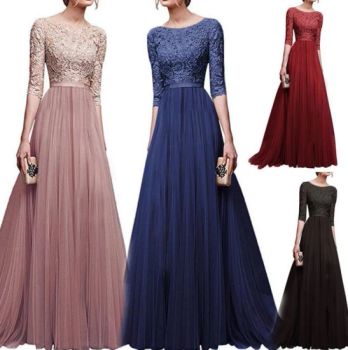 Purple Bridesmaid Prom Gowns Lace Chiffon Evening Dresses Y1024 - Suzhou Leader Apparel Co., Ltd. - China