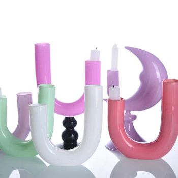 Custom Made Borosilicate Moon Shaped Glass Candle Holder Candlestick - LIANYUNGANG KAESHING INTERNATIONAL TRADING CO., LTD. - China