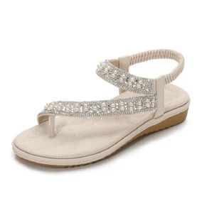 Womens Thong Flat Sandals Casual Beaded Comfortable Slip on Summer Shoes Esg13402 - Ningbo Easyget Co., Ltd. - China