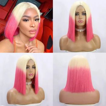 Synthetic Hair Blend Wig Manufacturer 14 Inch Bob Wigs Baby Pink Pixie Wigs 13X4 - Foshan Wendy Hair Products Co., Ltd. - China