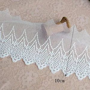 Lace Trim - 3.7''x 5yards/Lot (White) - Cotton Lace Ribbon for Home Decor, DIY Sewing, Crafts - Floral Pattern - Wedding, Bridal Shower, Baby Shower Occasion - Ningbo Lemo Textile Co., Ltd. - China