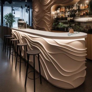 Stunning White Corian Bar Counter Bar Furniture for Restaurant Nightclub Music Bar - Shenzhen Aizan Custom Furniture Co., Ltd - China
