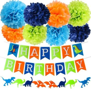 Dinosaur Theme Birthday Party Celebration Handmade Paper Pompom Paper Banner and Dinosaur Shape Cutting Falg - Fuzhou Huikaihua Arts & Crafts Co., Ltd. - China