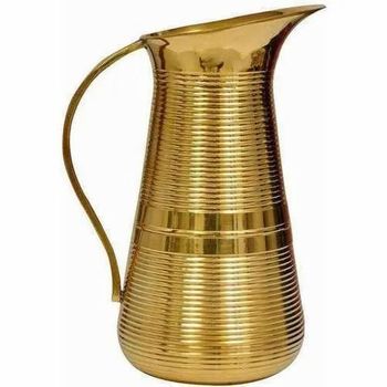 Round Brass Water Jug, for Home Color Golden Design Round Material Brass Capacity 1.5 Liter Usage/Application - Chawla Store - India