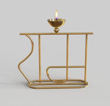 Golden Polished Metal Ram Diya Design Ram Color Golden Material Iron Weight 100gram Finish Polished Item Code ASD-0041 Size 1.50x5.25x4.75 - A. S. Design Impex - India