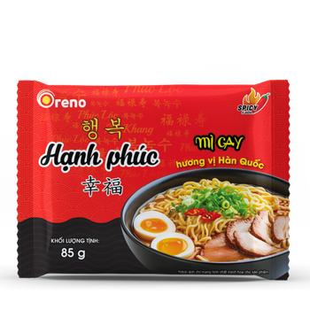 Oreno Happiness Spicy Instant Noodles Korean Flavor - Tribeco Co., Ltd - Vietnam