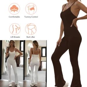 Wholesale Womens Sexy Seamless Sportswear Fitness Apparel, Custom U Neck Yoga Bodysuits with Flare Pants Cuff Lounge Ballet Club Outfits Gym Exercise Clothes - DONGGUAN TIANCHEN GARMENT TECHNOLOGY CO., LTD. - China