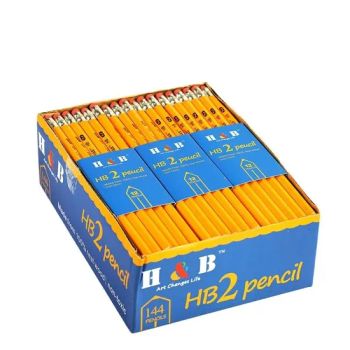Stationery Wholesale Export Educational Supplies Student Drawing Writing Cost Effective Set Yellow Hexagonal Pencil 144PCS - Shanghai Haobin Stationery & Art Material Co., Ltd. - China