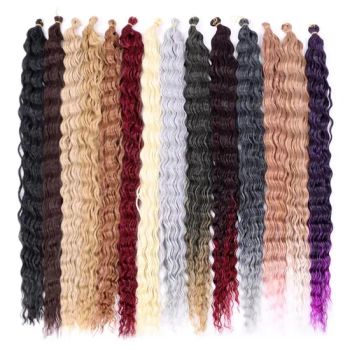 32 Inch Long Deep Wave Twist Hair Crochet Hair Bulk Ocean Wave Blonde Grey Purple Ombre Wavy Braiding Hair Extension - Xuchang Fuze Trading Co., Ltd. - China
