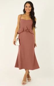 Tuesday Blues Dress in Dusty Rose Origin China Style Casual Trademark N/A Season Summer Occasion Daily Type Slip Dress Front Fly V-Neck - XH Textiles Ltd. - China