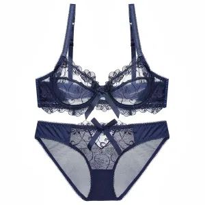 Ultra Thin Transparent Embroidery Breathable Sexy Lace Little Lingerie Bra Plus-Size Bra Set - shanghai jspeed industry co.,ltd - China