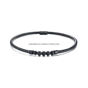 Punk Style Genuine Leather Lava Stone Pendants Men Necklace Wholesale - SC Jewelry Co., Ltd. - China