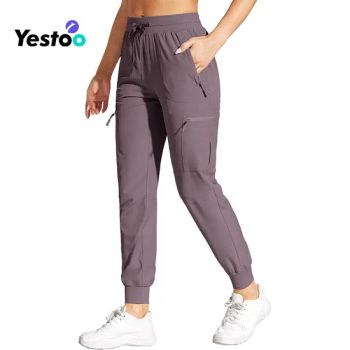 Womens Cargo Joggers Hiking Pants Lightweight Quick Dry Water Resistant Travel Casual Womens Pants with Zipper Pockets - Amoy Yestoo Apparel Co., Ltd. - China
