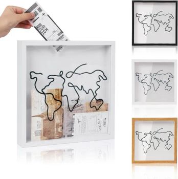 Natural Wood Shadow Box Frame Black White Print Slot with Iron for Travel Ticket Collection Photo Display Storage - Jinjiang Chendai Yilai Craft Company - China