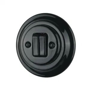 Black Color Retro Porcelain Wall Switches Type Normal Open Model NO. K1-R220Q Size Diameter 100mm Principle Capacitive Standard EU - Fuzhou Keruida Electric Porcelain And Appliance Co., Ltd. - China