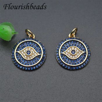 Nickel-Free Anti-Fading 14K Gold-Plated Micro CZ-Paved Round Evil Eye Charms Pendants - Guangzhou Lizhizhu Jewelry Co. Ltd - China