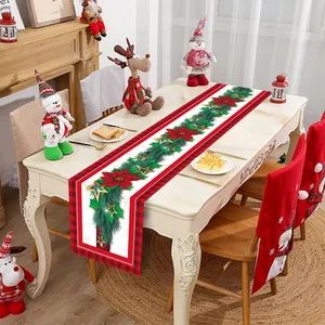 Customizable 180 35cm Santa Snowman Flower Polyester Christmas Table Runner for Dining Table Christmas Decor - Market Union Co. Ltd. - China