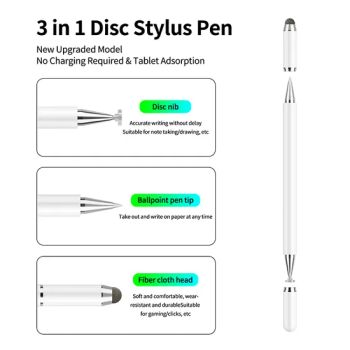 3 in 1 Disc Stylus Pen Fast Charge Active Pencil Capacitive Pen Tablet Drawing Pencil Universal Touch Stylus Pens for iPad 10th Gen/Galaxy Tab A9 Plus - Guangzhou Ningbing Electronic Technology Co., Ltd. - China