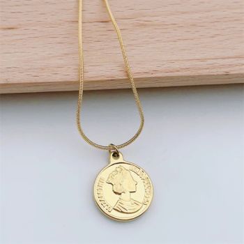 18K Plated Snake Thick Chain Necklaces Women Stainless Steel Queen Coin Pendant Stainless Steel Necklace - Guangzhou Incfon Garment Accessory Co., Ltd. - China