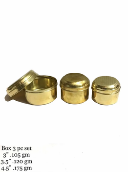Golden Food Storage Container Brass Box For Kitchen & Home Decor, Round - Zakir Trading Corporation - India