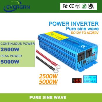 Voltage Converters 2500W 2.5kw 5000W DC 12V to AC 220V Pure Sine Wave Power Inverter for Universal Sockets - Shanghai Evergrn Technology Group Co., Ltd. - China