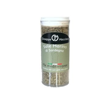 Sea salt of sardinia with mediterranean herbs mix spreader 130gr cylinder - GIUSEPPE MACCIOCU S.N.C. - Italy