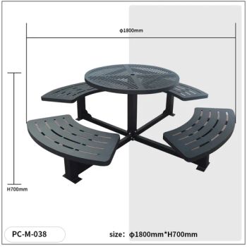 Factory Outdoor Table Chairs Steel Table Picnic Patio with Benches Home Hospital Pubic Courtyard with Chairs Picnic Table - Guangzhou Panyu District Shawan Hongyi Metal Products Factory - China