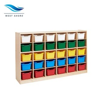 25 Cubby Mobile Tray Storage Cabinet 4X5 Classroom Furniture Daycare Center Kids Nursery School Preschool Furniture Sets - Dalian West Shore Wood Co., Ltd. - China