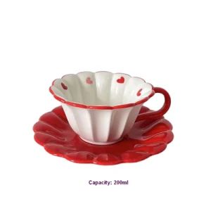 Wholesale High Quality Ins Design White and Red Porcelain Tea Cups Ceramic Espresso Cups and Saucer Set - The Great Family Industries Co., Ltd. - China