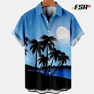 Men Summer Print Shirts Button up Beach Wear Hawaiian Casual Vacation Clothing - Dongguan Fshsportswear Co., Ltd. - China