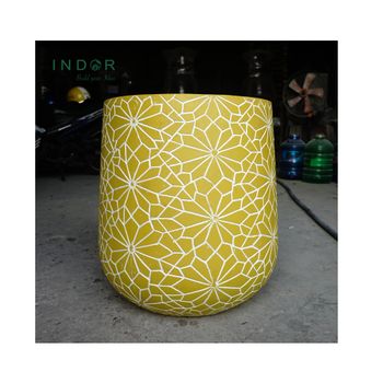 Wholesale Ball Shape Golden Color Fiberstone Plant Pots & Planters For Flower Nursery Production Origin From Vietnam - INDORVN SERVICE TRADING COMPANY LIMITED - Vietnam