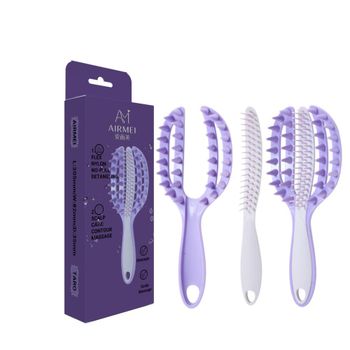 AIRMEI-BSFL 2-in-1 Dual-Action Scalp Massager & Detangling Brush - Modular Design - ningbo airmei technology co.,ltd - China