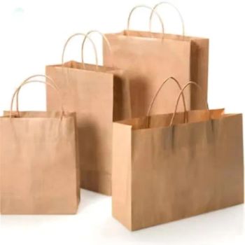 Comfortable Ergonomic Custom Logo Kraft Paper Shopping Bags Bulk with Soft Grip Printed Handles for Food Packaging Promotion - Shandong Zhongde Printing Technology Co., Ltd. - China
