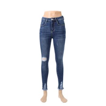 2022 European Style Ninth Pants Ripped Skinny Pretty Ladies Denim Blue Womens Jeans - Foshan Shunde Tianxiu Garment Co., Ltd. - China