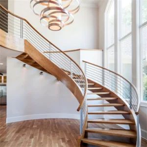 Luxury Villa Commercial Curved Wood/Glass/Marble Staircase Metals Stairs with LED Light - Shenzhen Prima Industry Co., Ltd. - China