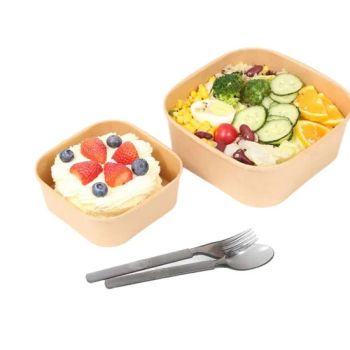 1400ml Disposable Kraft Paper Salad Fruit Bowl Food Packing Containers with Lid - Lt Packaging Co., Ltd. - China