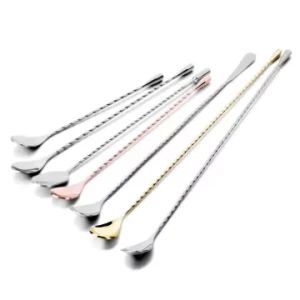 Customized Silver Gold Bartender Spoons 304 Stainless Steel Long Handle Mixing Cocktail Stirrer 30cm Bar Spoon for Square One Organic Trust Me Vodka - KKS Enterprises Co., Ltd. Hangzhou - China
