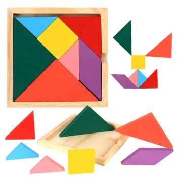 Interactive Learning Education Wooden Tangram Jigsaw Board Multicolour Wood Geometric Shape DIY Puzzle - Ningbo Yinzhou Wenhui Paper Co., Ltd. - China