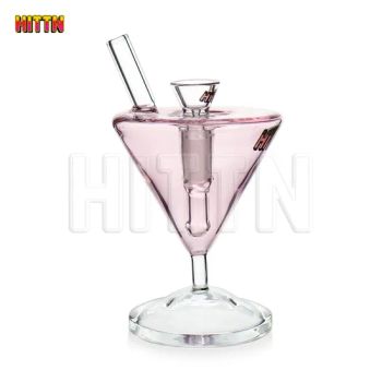 Sweet New Design Pink 6 Inches Cocktail Bubbler with Golden Hittn Logo 14mm Bowl Glass Smoking Water Pipes - Hejian City Shenghong Glass Products Co., Ltd. - China
