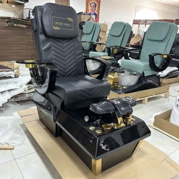 High End Black Golden Foot Care Chair Nail Shop Massage Manicure Pedicure Chairs SPA Luxury 2023 - Foshan Great Furniture Co., Ltd. - China